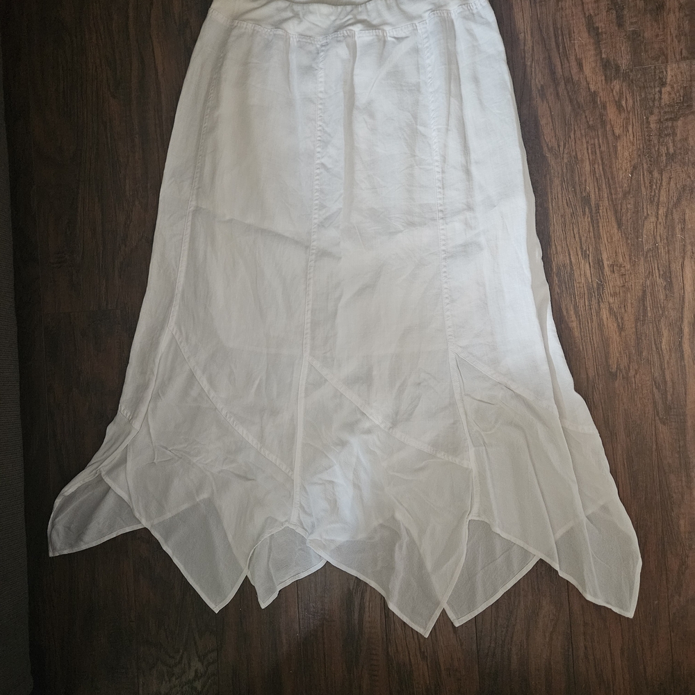 Chico's White Asymmetrical A-Line Maxi Skirt